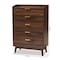 Baxton Studio Lena Mid-Century Walnut Brown Finished 5-Drawer Wood Chest 157-9535 - alternate 6